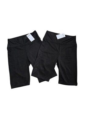 NWT | Bundle of 2 Black High Waisted Side Pocket Athletic Bike Shorts | Medium